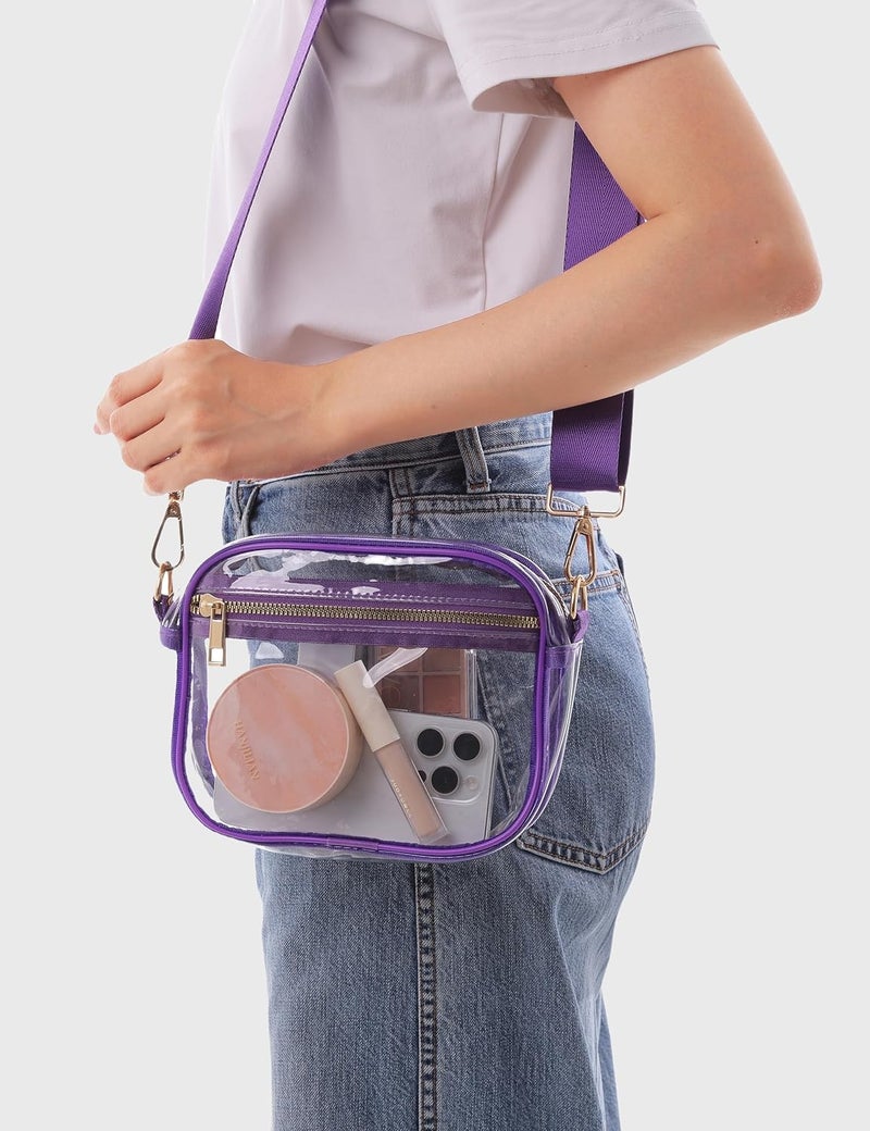 Fibrdoo Clear Bag Stadium Approved, Leather Clear Crossbody Purse Bag for Concerts Sports Events Festivals - Image 2